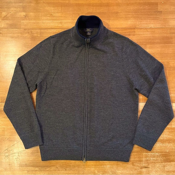 BROOKS BROTHERS Full-Zip Merino Wool Sweater